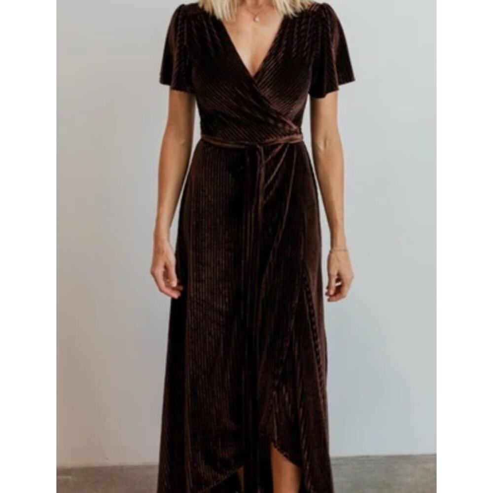 Baltic Born Brown Velvet Ribbed Andi Maxi Dress